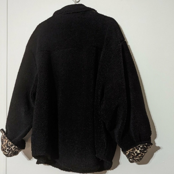 Sincerely Jules x Bandier Aspen Sherpa Jacket Coat Shacket Leopard Lining 3X - Picture 8 of 11